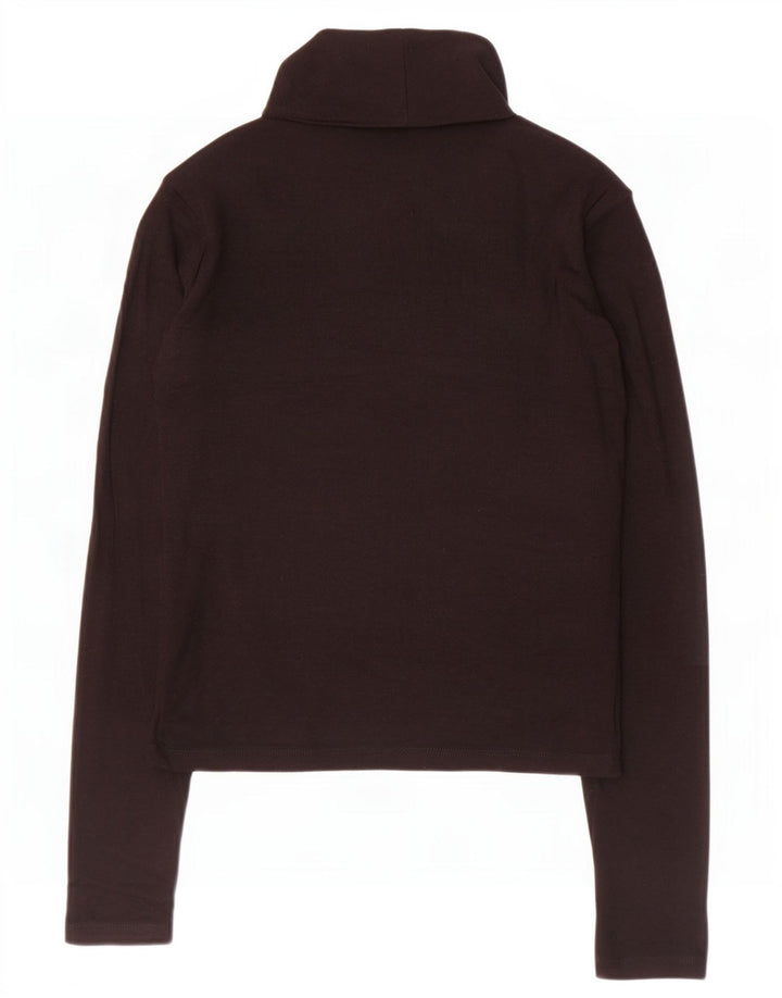 Zara Mujer Top Manga Larga UK 42 Medium Viscosa Negra