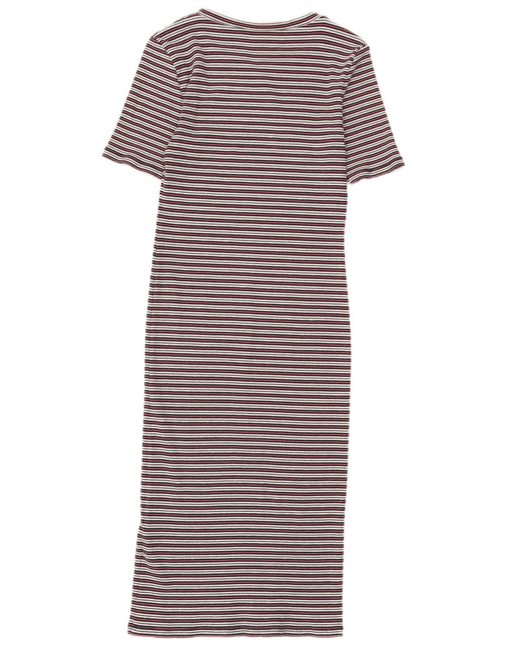 Oasis Maxi Vestido Ajustado para Mujer UK 40 Mediano Algodón A Rayas Multicolor