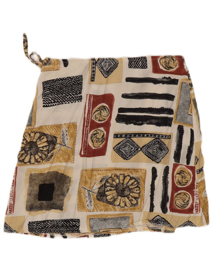 Vintage mujer mini falda cruzada W28 medio multicolor patchwork viscosa