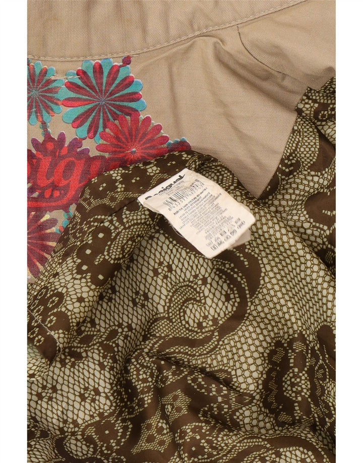 Desigual Gabardina de doble botonadura para mujer EU 38 Medio Beige Floral