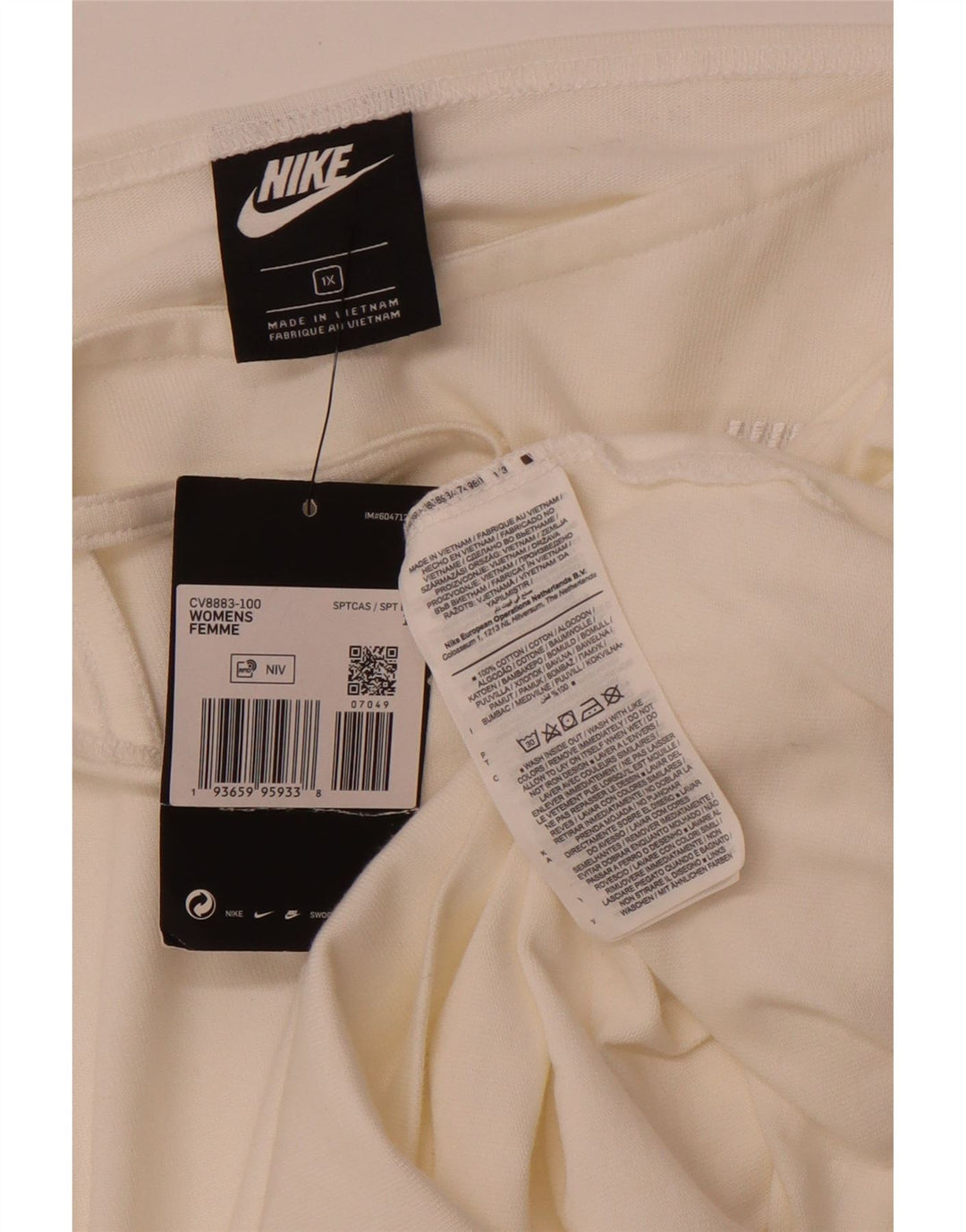 NIKE Top Cami Mujer UK 18 XL Algodón Blanco Roto