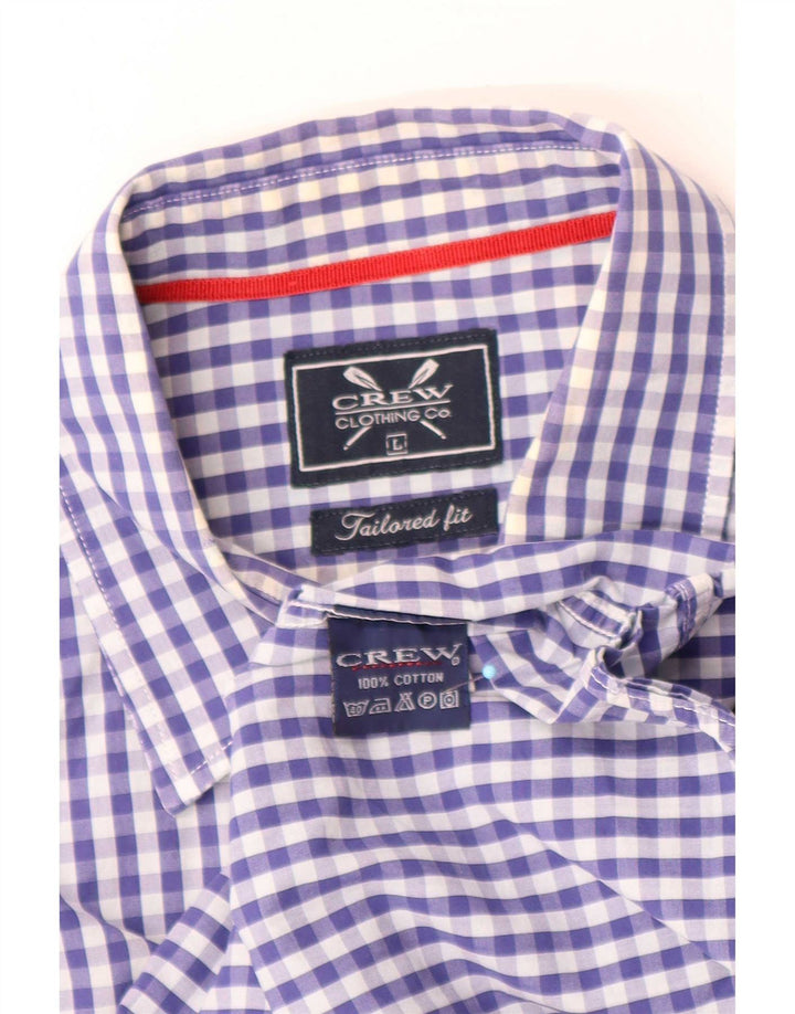Crew Clothing Camisa entallada para hombre Algodón a cuadros azul grande