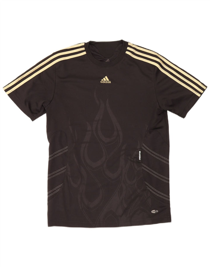 Adidas - Camiseta con estampado abstracto para hombre, talla pequeña, poliéster negro
