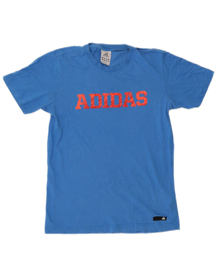 Adidas - Camiseta gráfica para hombre, talla pequeña, algodón azul