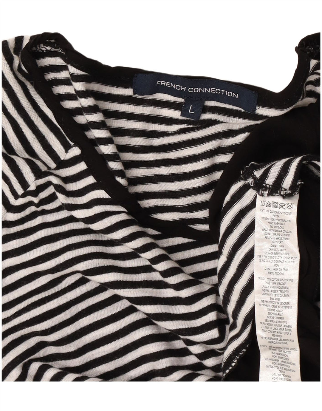 French Connection Top tipo túnica para mujer UK 46 Grande Algodón a rayas blancas