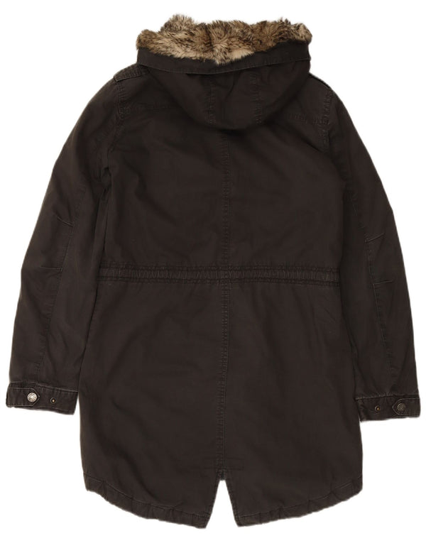 FAT FACE Parka con capucha para mujer UK 8 Small Algodón negro