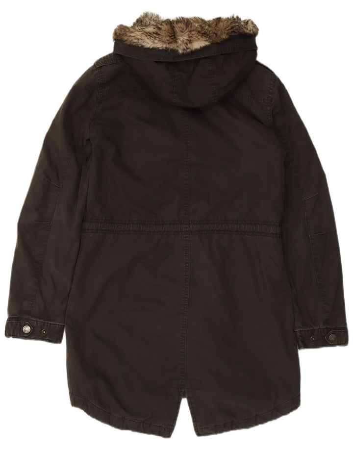 FAT FACE Parka con capucha para mujer UK 8 Small Algodón negro