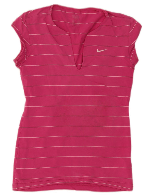 Nike Camiseta Mujer Top UK 8 Small Rosa Rayas Algodón