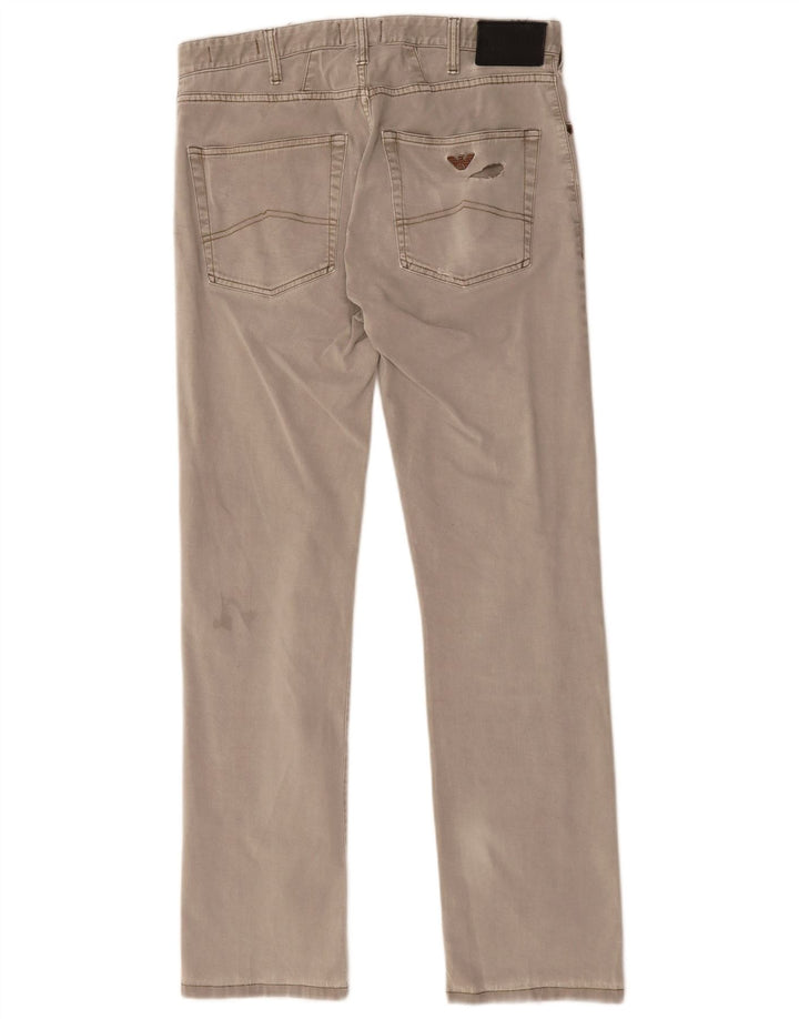 ARMANI Pantalón casual recto para hombre W32 L30 Algodón gris