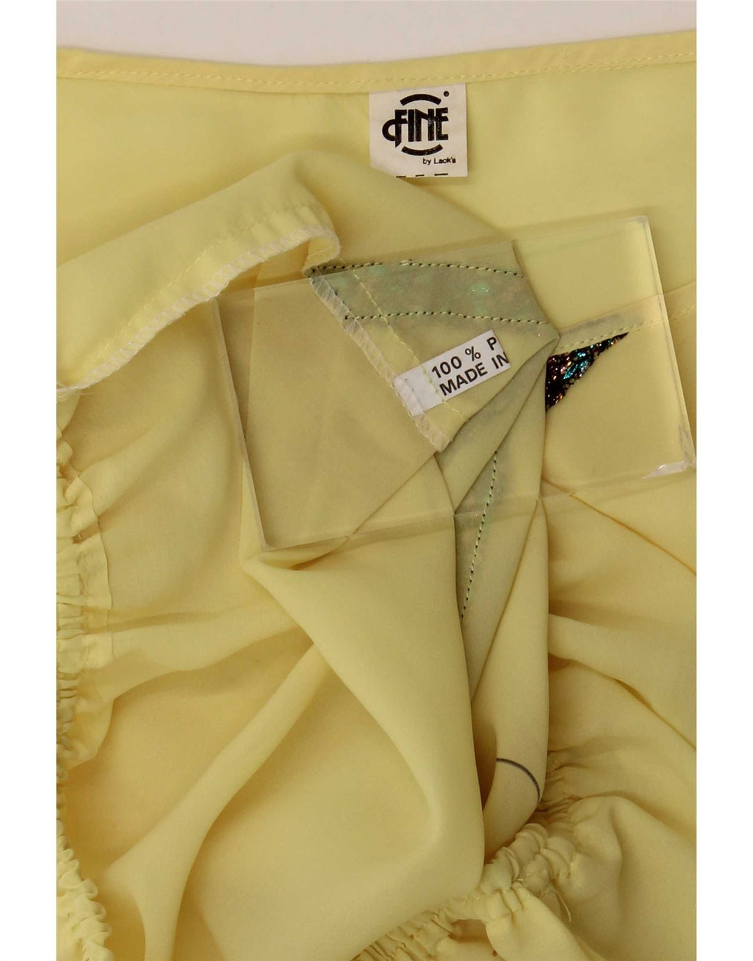 Vintage mujer crop blusa top Reino Unido 14 poliéster floral amarillo medio