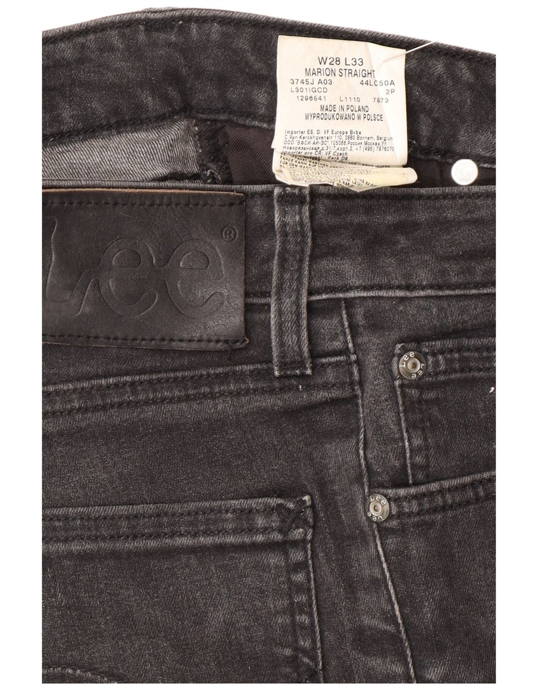 Vaqueros rectos Marion para mujer Lee W28 L33 Algodón gris