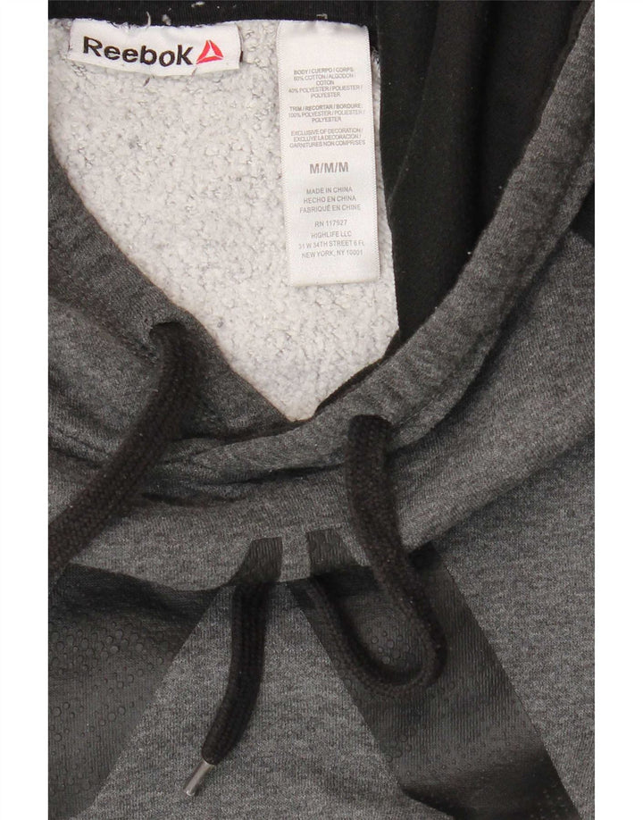 Reebok Hombre Sudadera Con Capucha Gráfica De Algodón Color Block Gris Medio