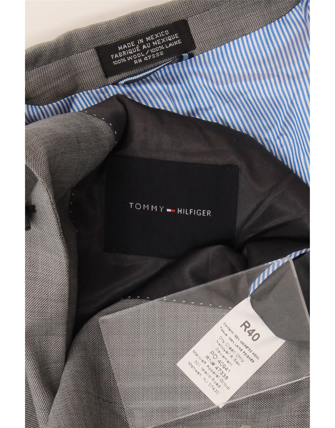Tommy Hilfiger Chaqueta tipo blazer de 2 botones para hombre UK 40 Large Grey Wool