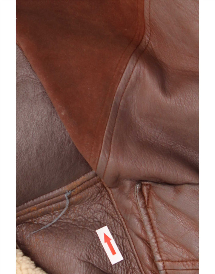 Maviche Abrigo de cuero extragrande para mujer UK 42 Marrón medio Colorblock