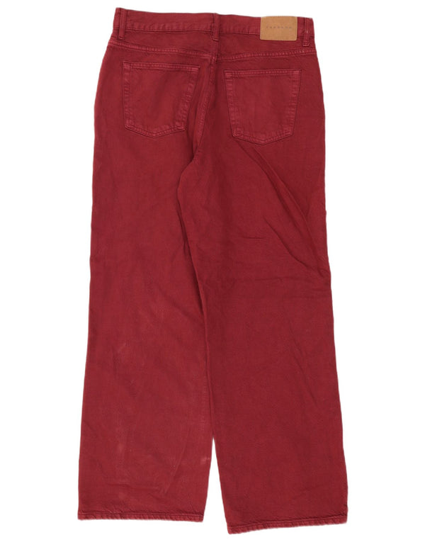 Topshop Vaqueros Sueltos de Cintura Alta para Mujer UK 12 Medium W30 L32 Borgoña Algodón