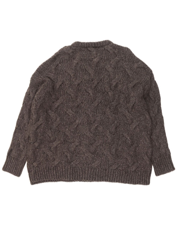 Zara Hombre Loose Fit Jersey De Cuello Redondo Suéter Pequeño Acrílico Gris
