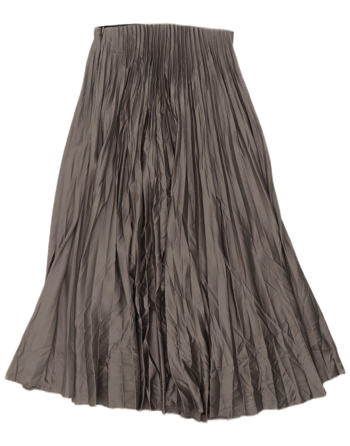 Zara Mujer Falda Plisada XS W24 Gris Poliéster