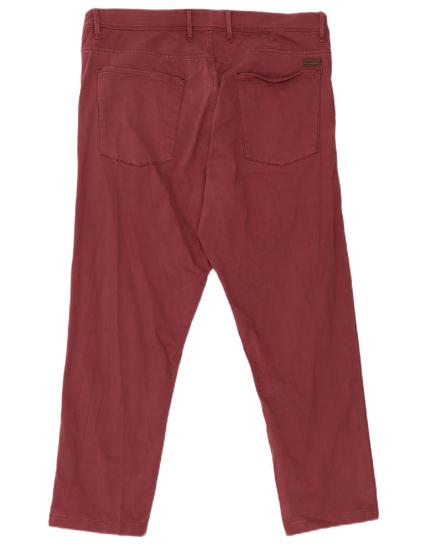Trussardi Mens Slim Chino Trousers IT 52 XL W38 L26 Burgundy