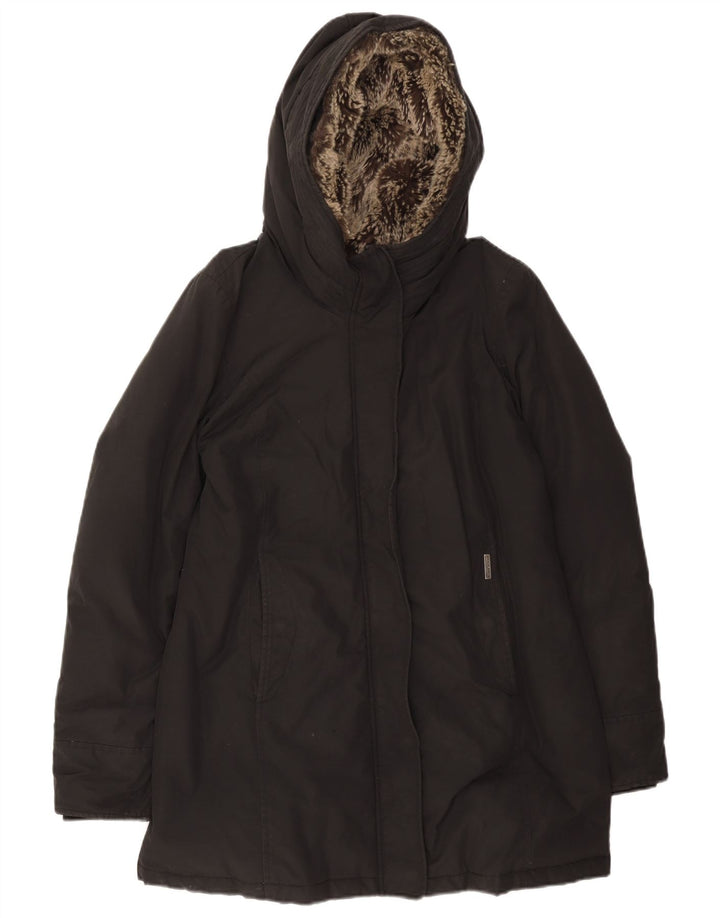 Woolrich Chaqueta acolchada con capucha para mujer UK 44 Mediana Algodón negro