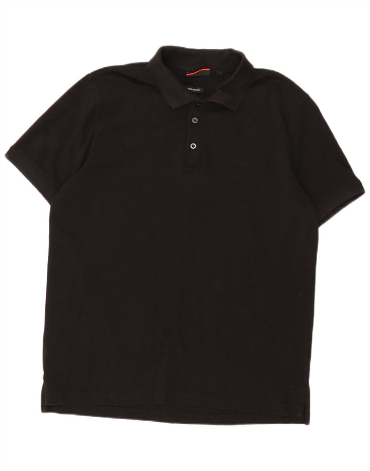 Pierre Cardin Polo de ajuste regular para hombre grande de algodón negro