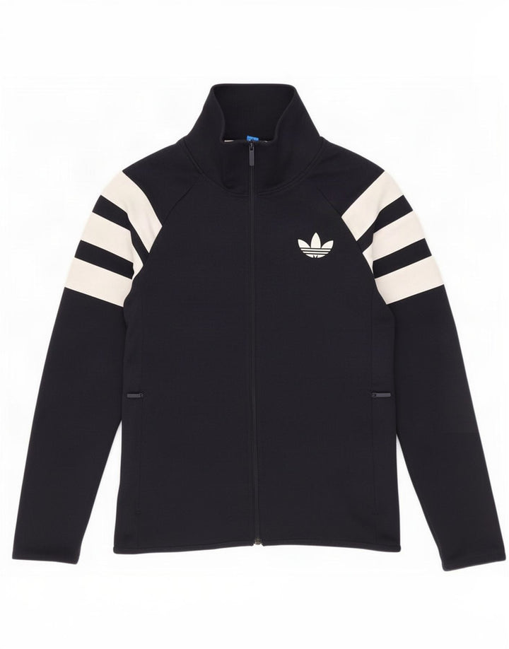 Adidas Hombre Chándal Top Chaqueta Pequeña Azul Marino Colorblock Poliéster