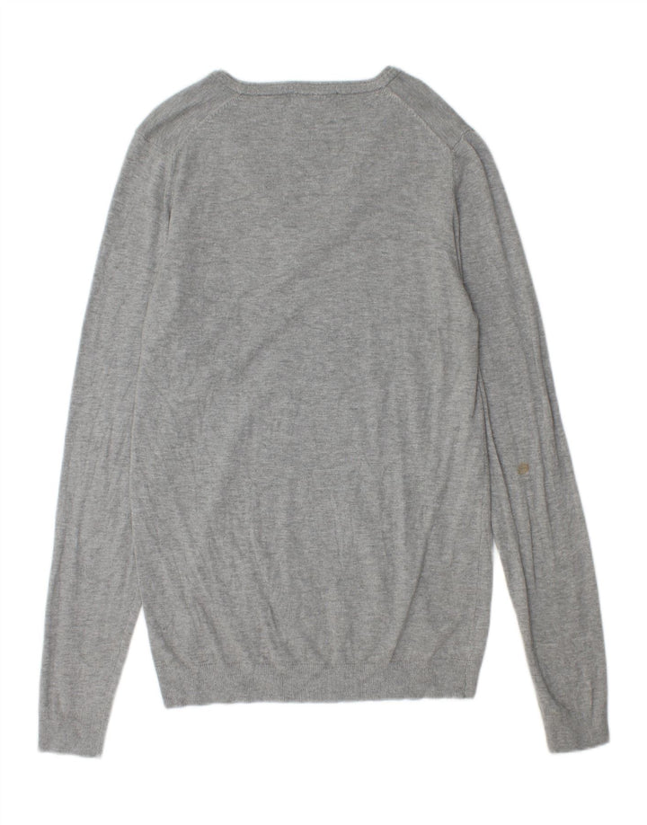 ZARA Mens V-Neck Jumper Sweater XL Grey Vintage Zara and Second-Hand Zara from Messina Hembry 