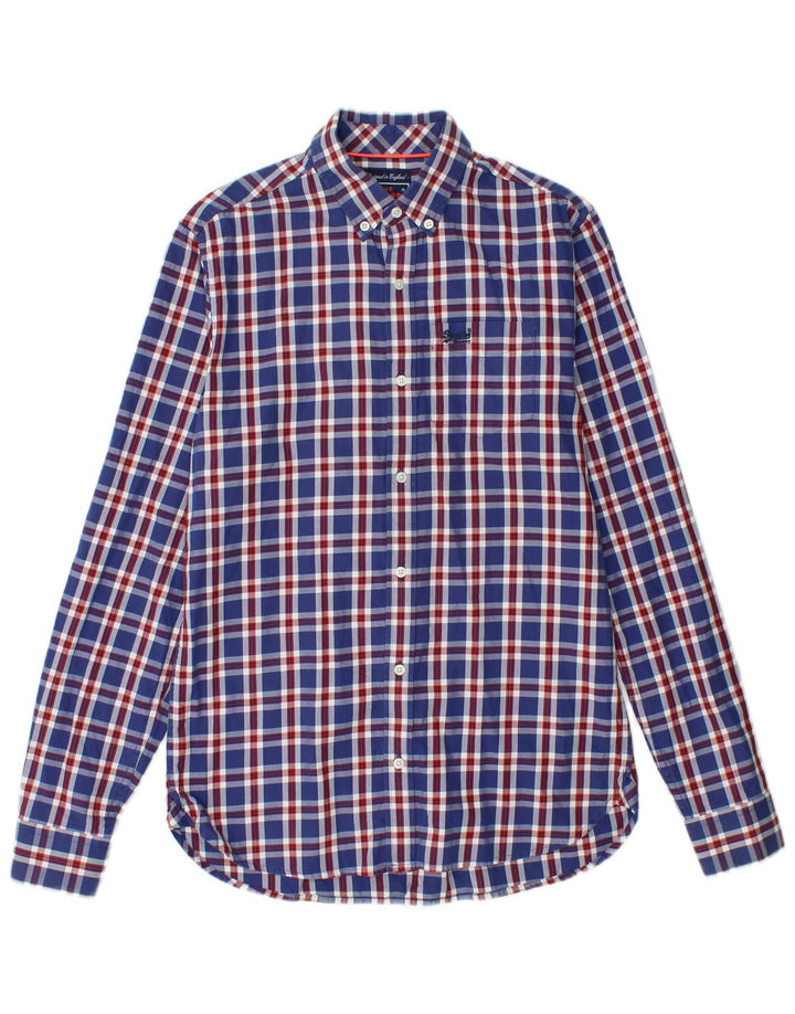 SUPERDRY Camisa de franela para hombre XS Algodón a cuadros azul marino