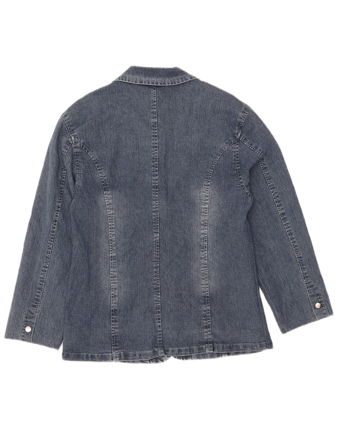Vintage mujer 2 botones denim Blazer chaqueta IT 50 XL algodón azul