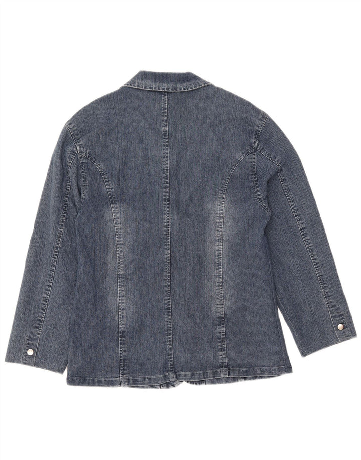 Vintage mujer 2 botones denim Blazer chaqueta IT 50 XL algodón azul