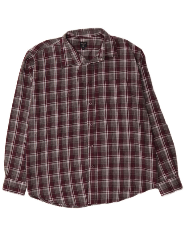 JAMES PRINGLE Camisa de franela para hombre XL Algodón a cuadros burdeos