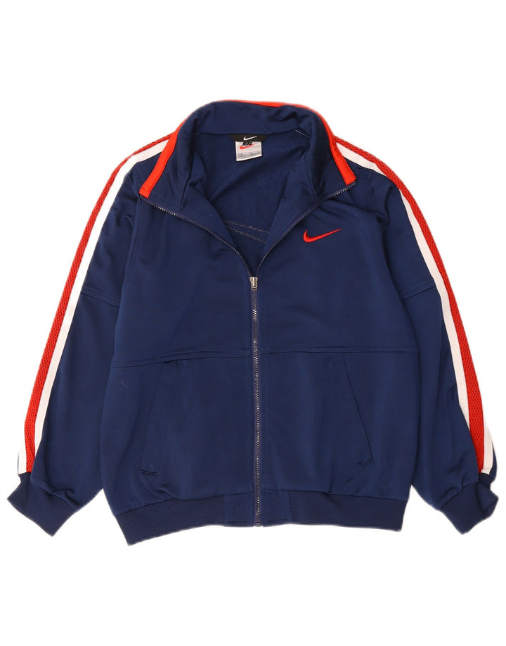 Nike - Chaqueta de chándal para niño, 10-11 años, tamaño mediano, azul marino, color block