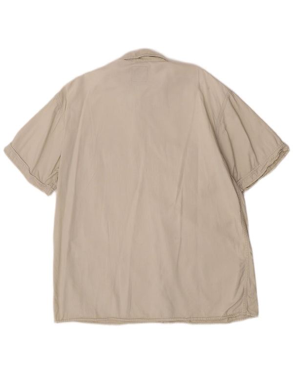 Wrangler Camisa militar de manga corta para hombre Algodón blanco roto medio