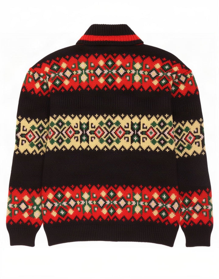 Foxhound - Jersey con cuello vuelto para hombre, talla grande, color negro, Fair Isle