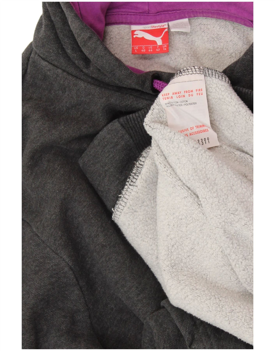 PUMA Sudadera con capucha gráfica para mujer Reino Unido 14 Grande Gris Algodón