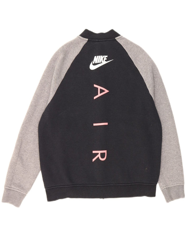 NIKE Womens Graphic Tracksuit Top Jacket UK 14 Medium Black Colourblock