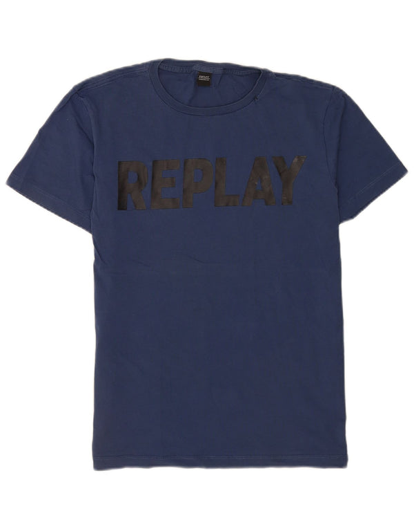Replay Camiseta con gráfico regular para hombre Top mediano azul marino