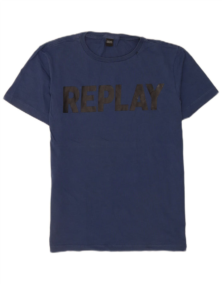 Replay Camiseta con gráfico regular para hombre Top mediano azul marino