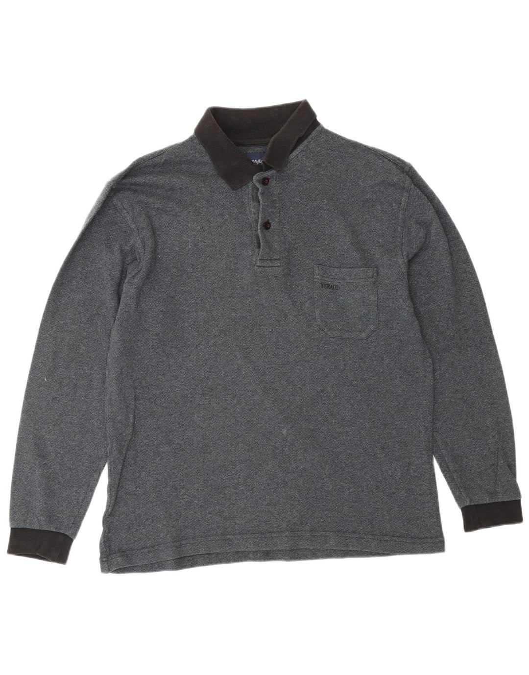 LOUIS FERAUD Polo de manga larga para hombre de algodón gris medio