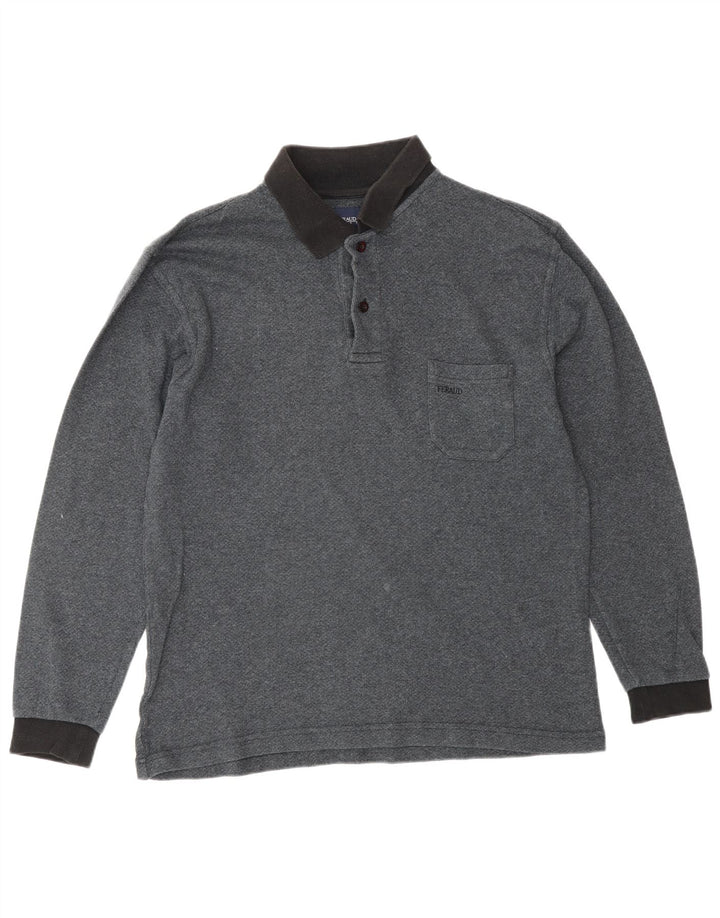 LOUIS FERAUD Polo de manga larga para hombre de algodón gris medio