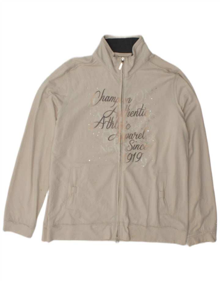 Champion Mujer Easy Fit Graphic Chándal Top Chaqueta Grande Beige
