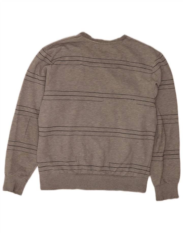 Adidas Hombre Sudadera Jumper Grande Gris Rayas Algodón