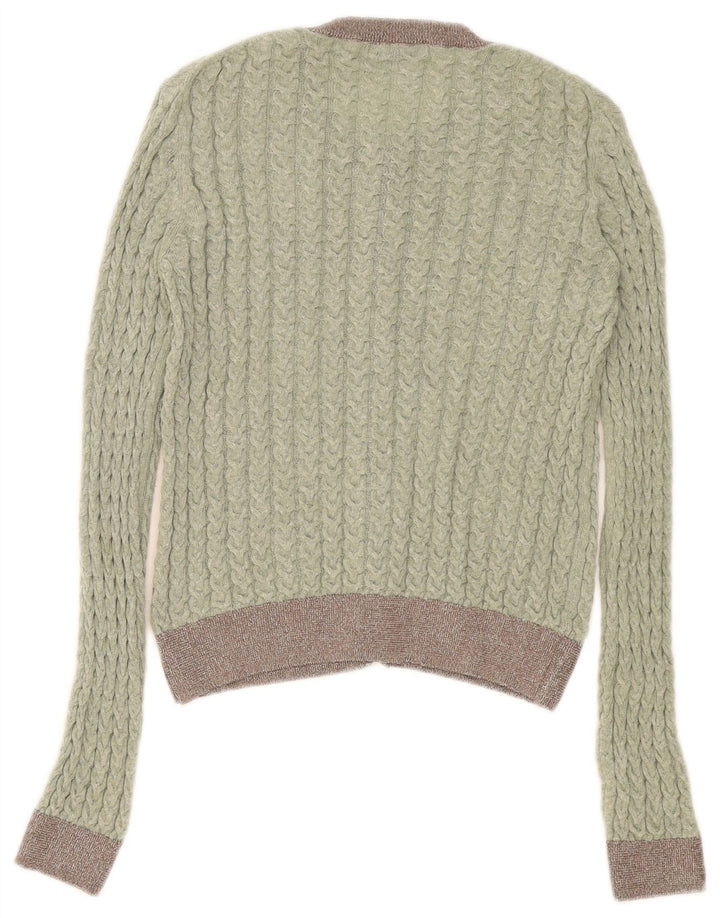 Zara Mujer Cárdigan Suéter UK 40 Medio Verde Colorblock