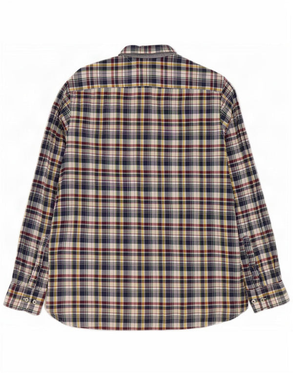 Camisa Tommy Hilfiger de corte personalizado para hombre, tamaño grande, algodón a cuadros azul marino