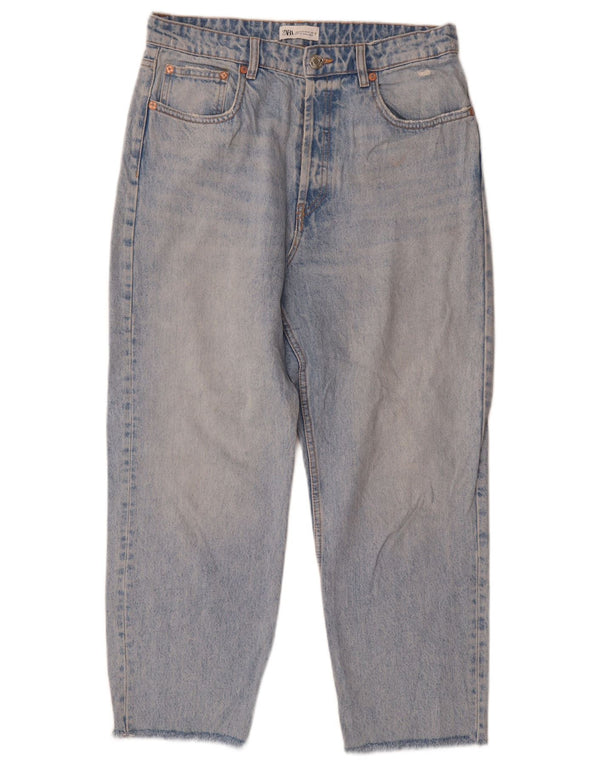 Zara Jeans Cónicos De Cintura Alta Para Mujer EU 44 XL W34 L26 Azul