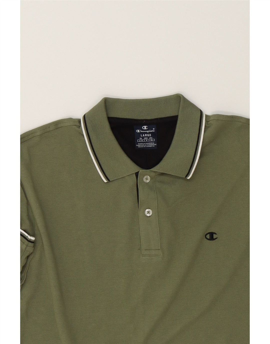 CHAMPION Mens Polo Shirt Large Green Cotton Vintage Champion and Second-Hand Champion from Messina Hembry 