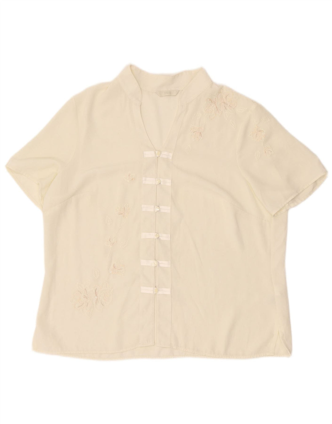 Marks & Spencer Blusa para mujer Top UK 46 Grande Poliéster floral blanco roto