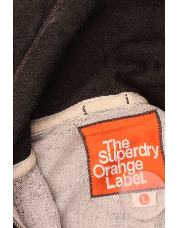 SUPERDRY Suéter con capucha y cremallera para hombre de algodón gris grande