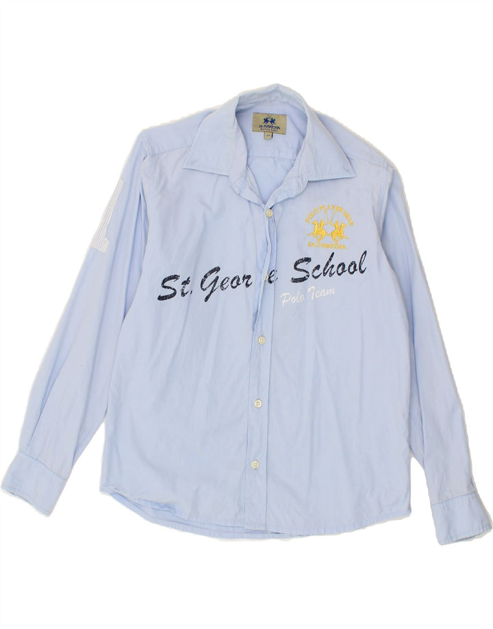 LA MARTINA Boys Graphic Shirt 9-10 Years Blue Cotton Vintage La Martina and Second-Hand La Martina from Messina Hembry 