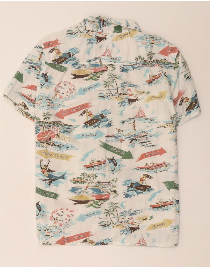 John Lewis - Camisa de manga corta con estampado abstracto para hombre, talla mediana, color blanco hawaiano