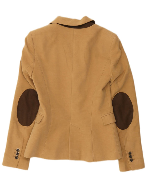 Zara Mujer Chaqueta Blazer De 1 Botón UK 6 XS Algodón Marrón